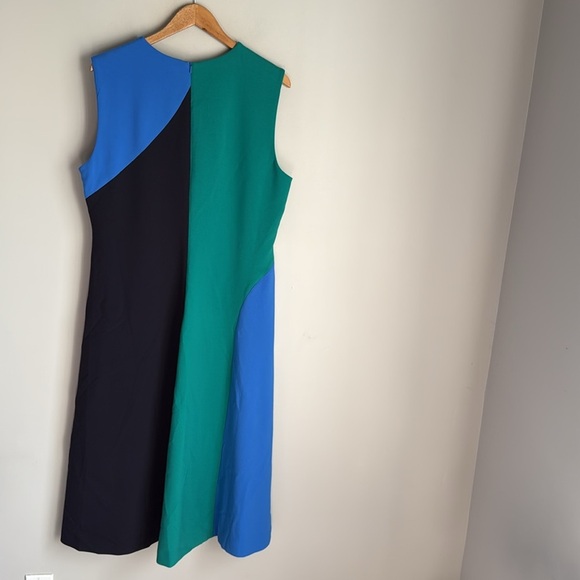 NEW The Fold London Sorrento Dress Tranquil Teal Multicolour 14 - Picture 3 of 15